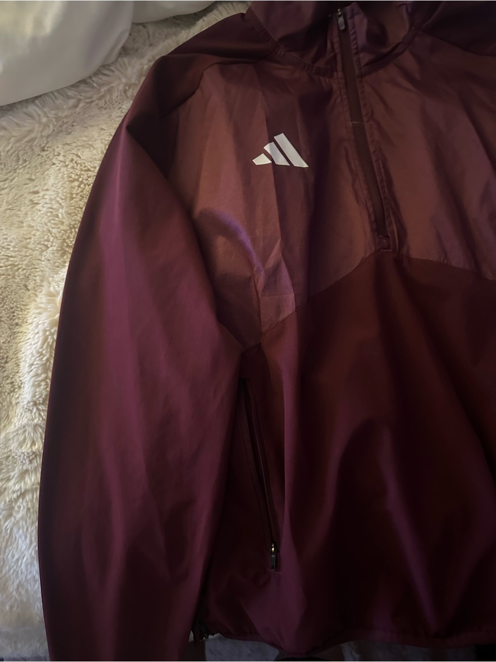 adidas Burgundy Pullover Windbreaker Jacket